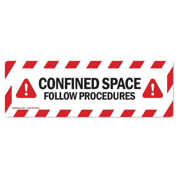 Confined Space Follow Procedures 18in Non-Slip Floor Marker, 12PK, 16 in L, 16 in H, 12PK-99857